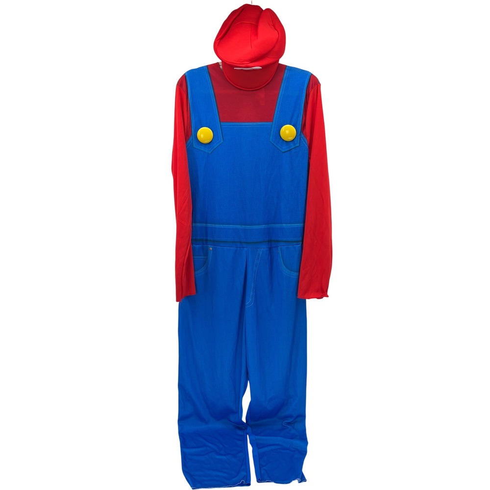 Nintendo Super Mario Bros Costume Jumpsuit with Hat Red Unisex Medium Halloween
